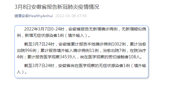 【安徽新增无症状感染者4例/安徽新增一例无症状感染】-第1张图片