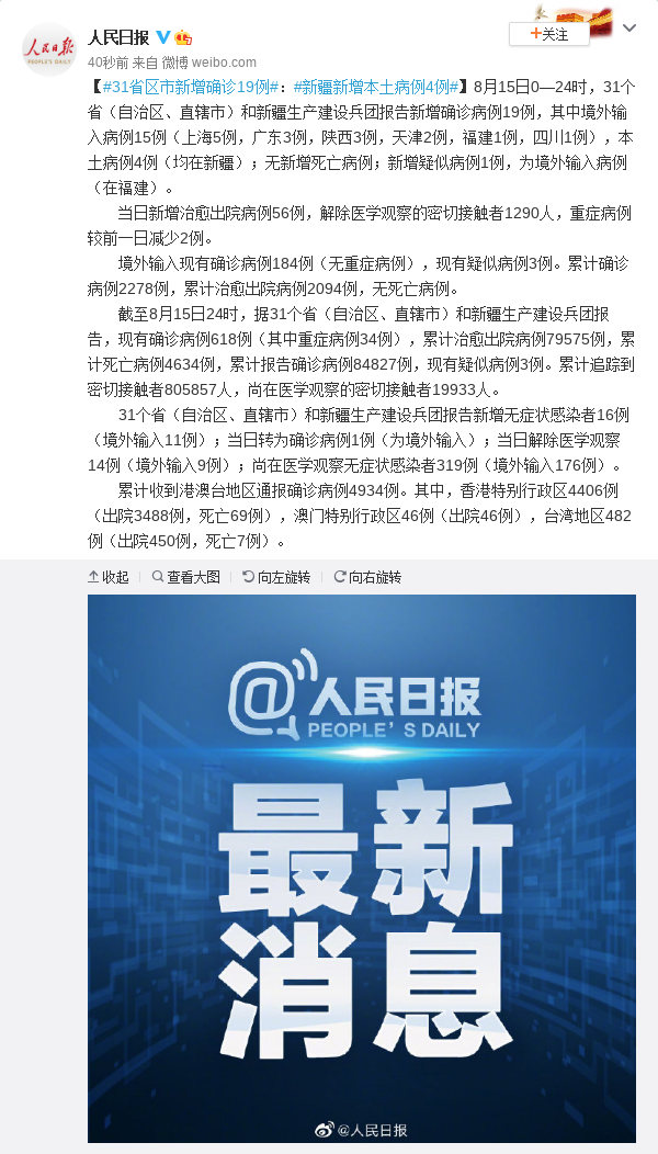 “31省新增确诊22例新疆17例	” 31省份新增确诊16例本土13例在新疆？-第1张图片